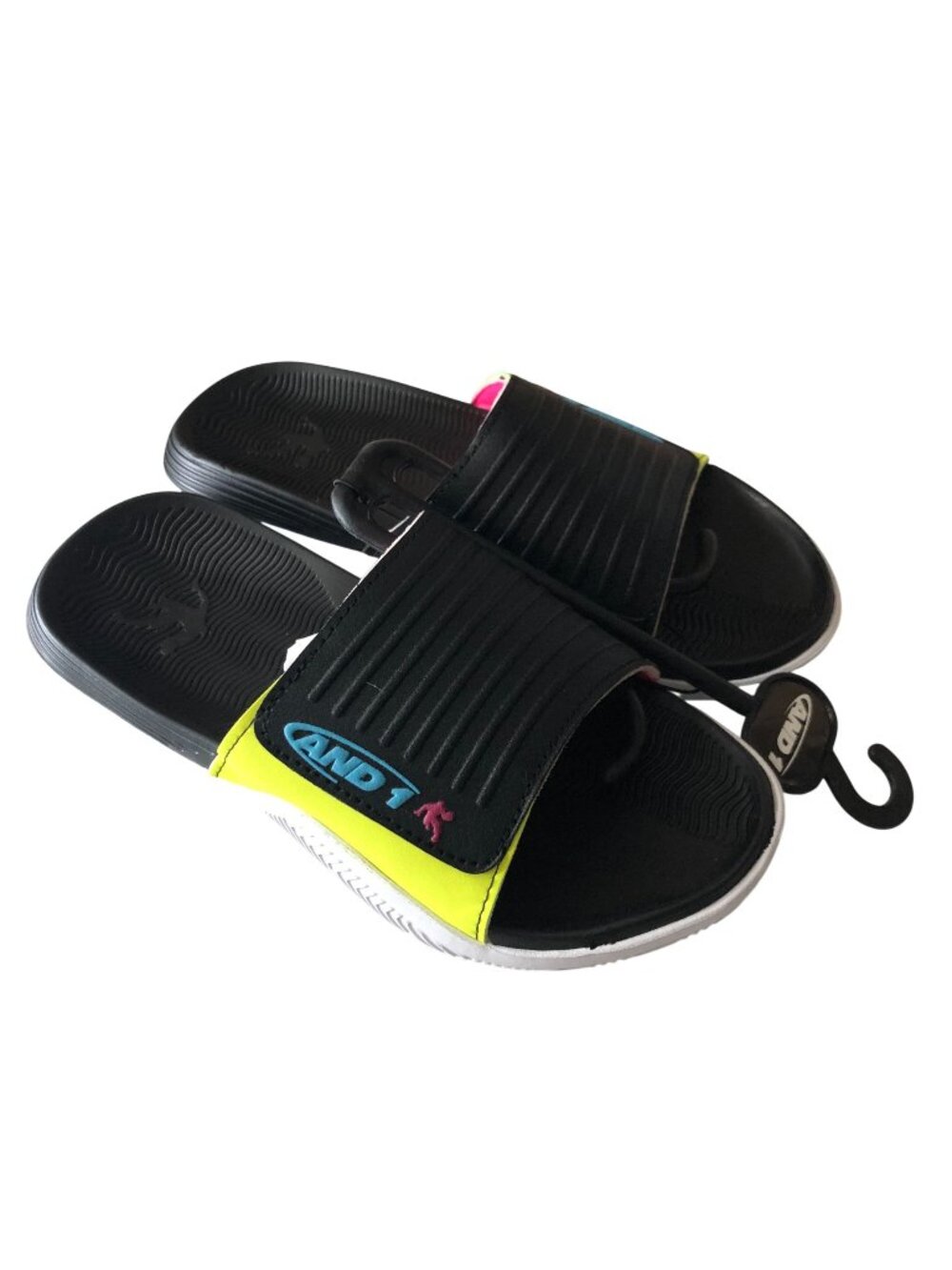 AND1 Nothin But The Best Slide Sandals Black Yellow Womens Size 7